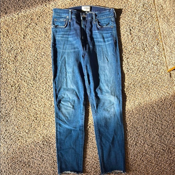 Agolde high rise cropped raw hem skinny jeans - Picture 1 of 11